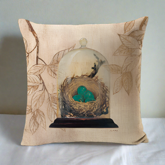 Bird Nest Vintage Throw Pillow Cover | Pillowcase