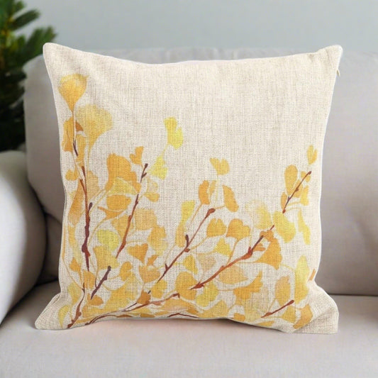 Yellow Ginkgo Biloba Pillow Cover