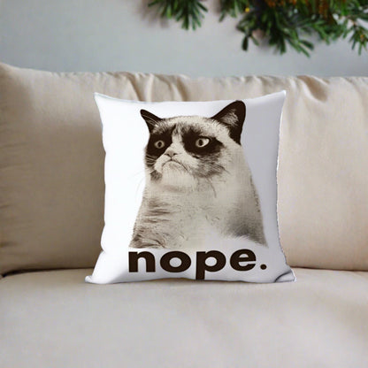 Grumpy Cat Nope Decorative Throw Pillow Cover
