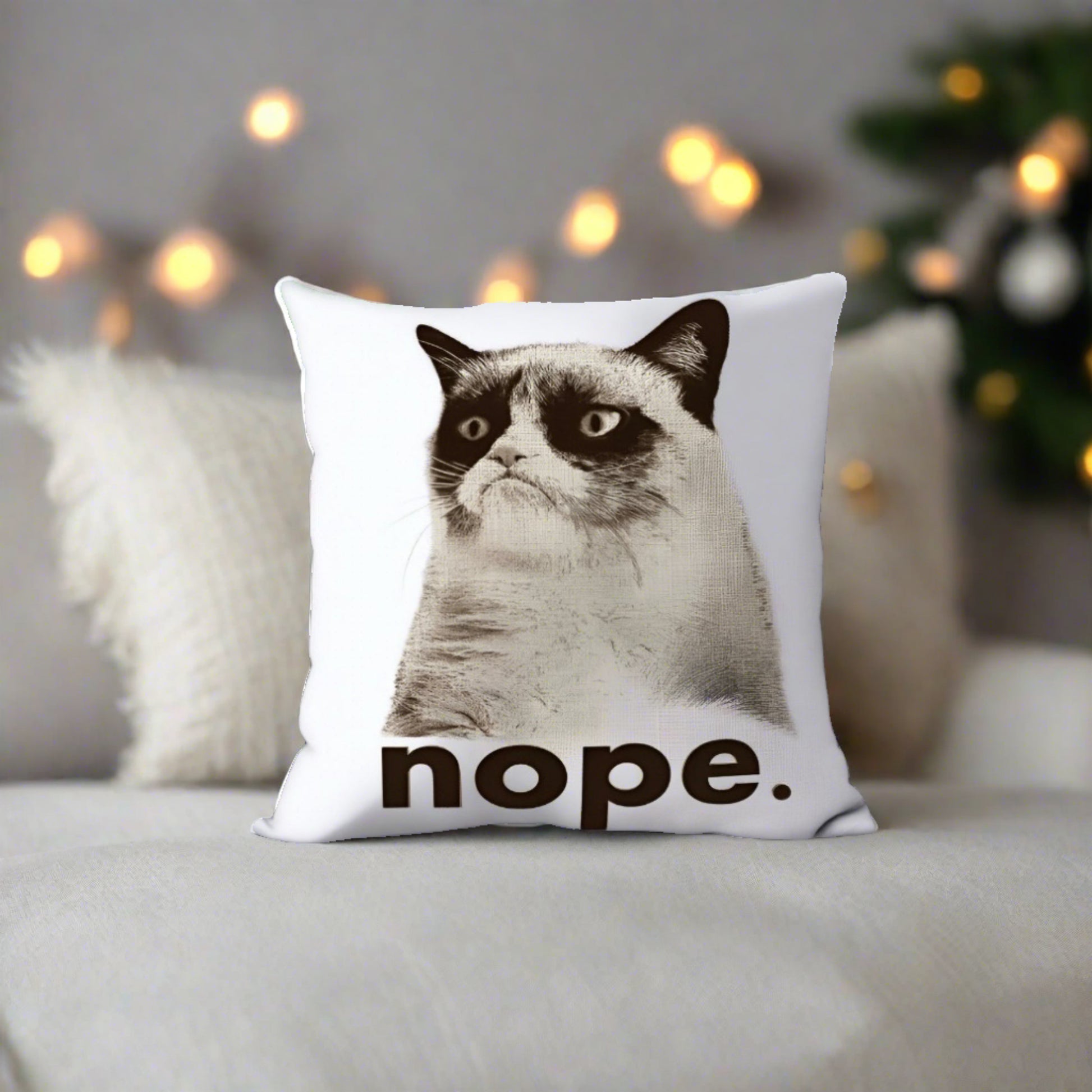 Grumpy Cat Nope Decorative Throw Pillow Cover