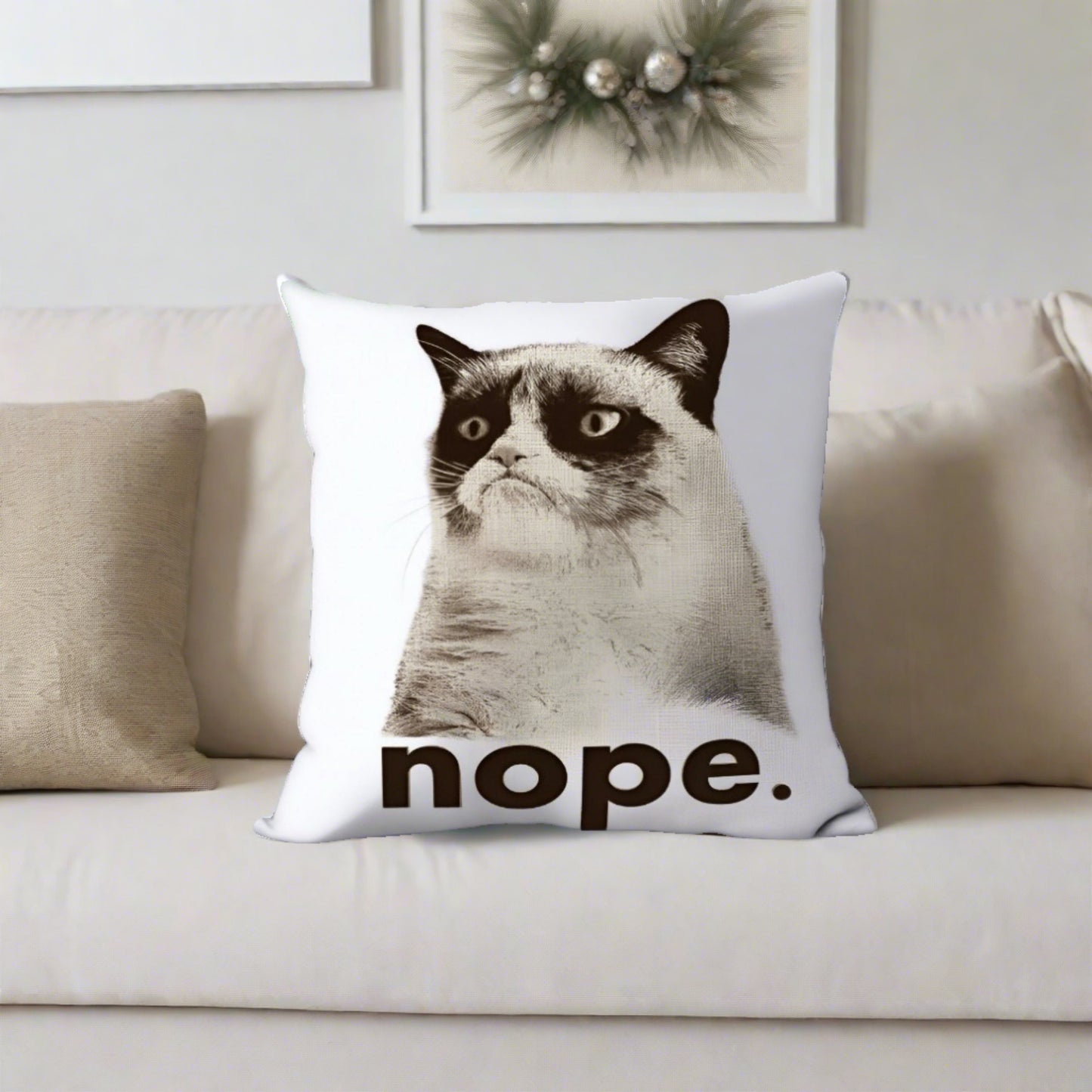 Grumpy Cat Nope Decorative Throw Pillow Cover
