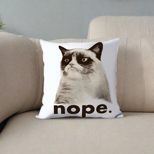 Grumpy Cat Nope Decorative Throw Pillow Cover