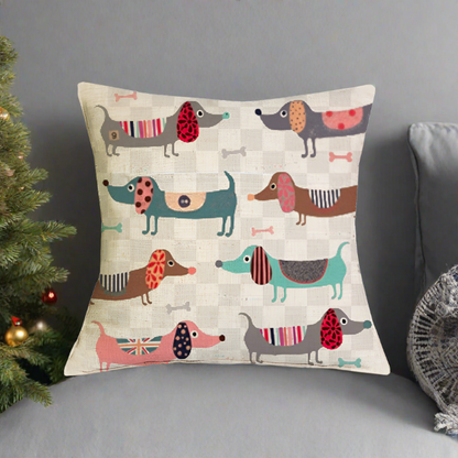 Christmas Dachshund Dackel Wiener Dog Throw Pillow Cover