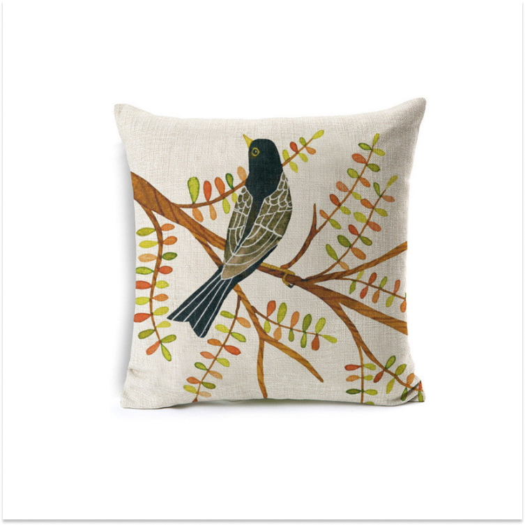 Black Bird On the Branch Pillow Cover