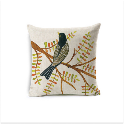 Black Bird On the Branch Pillow Cover
