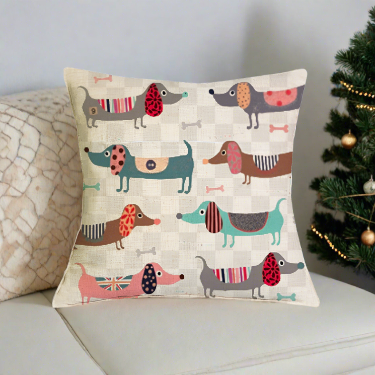 Christmas Dachshund Dackel Wiener Dog Throw Pillow Cover