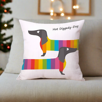 Dachshund Dog Rainbow Pillow Cover