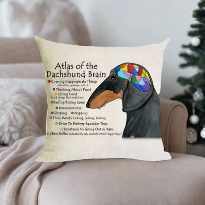 Christmas Atlas of the Dachshund Brain Pillow Cover | Wiener Dog