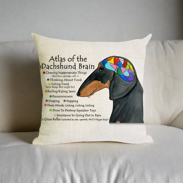 Christmas Atlas of the Dachshund Brain Pillow Cover | Wiener Dog