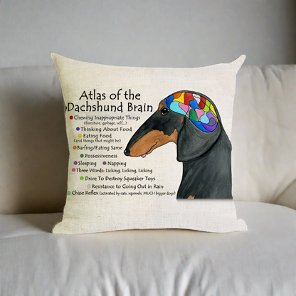 Christmas Atlas of the Dachshund Brain Pillow Cover | Wiener Dog Pillow