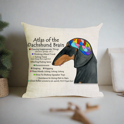 Christmas Atlas of the Dachshund Brain Pillow Cover | Wiener Dog Pillow