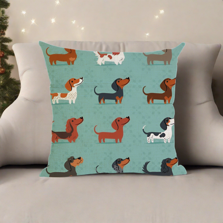 Christmas Dachshund Wiener Dog - Throw Pillow Cover