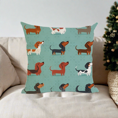 Christmas Dachshund Wiener Dog - Throw Pillow Cover