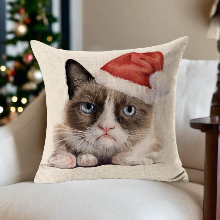 Grumpy Cat Christmas pillow