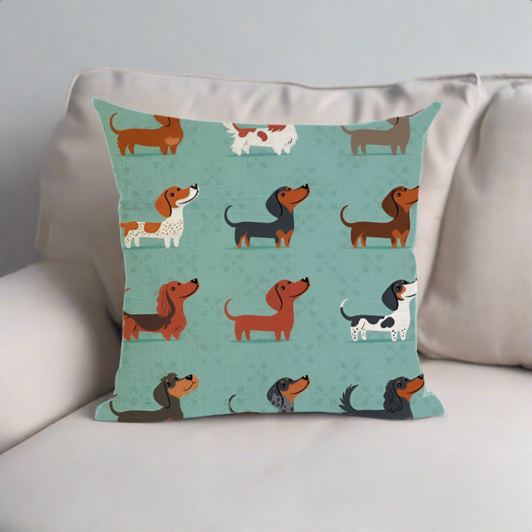 Christmas Dachshund Wiener Dog - Throw Pillow Cover