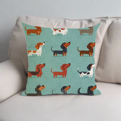 Christmas Dachshund Wiener Dog - Throw Pillow Cover