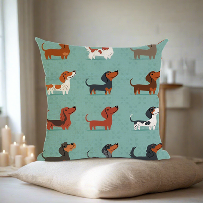 Christmas Dachshund Wiener Dog - Throw Pillow Cover