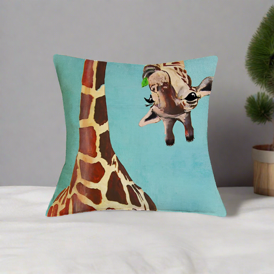 Cute Curious Giraffe Throw Pillow Cover