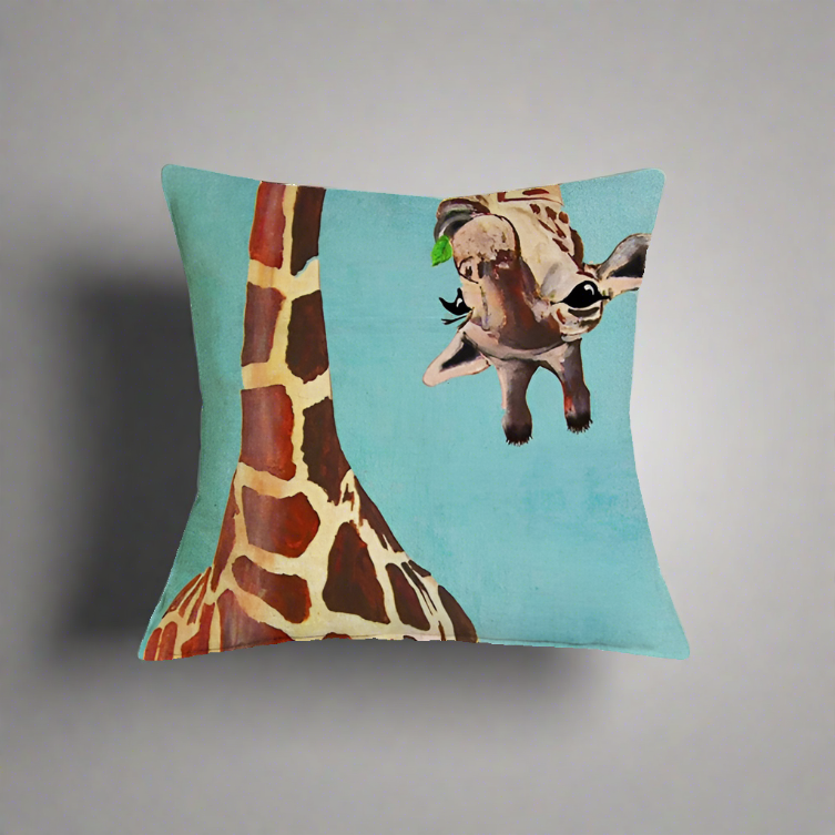 Cute Curious Giraffe Pillow Cover