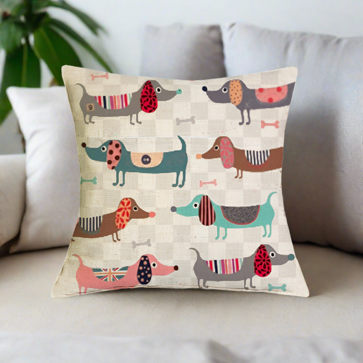 Christmas Dachshund Dackel Wiener Dog Throw Pillow Cover