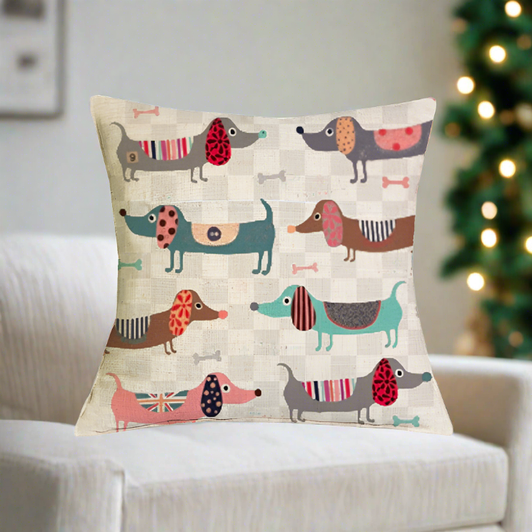 Christmas Dachshund Dackel Wiener Dog Throw Pillow Cover Eryn Home