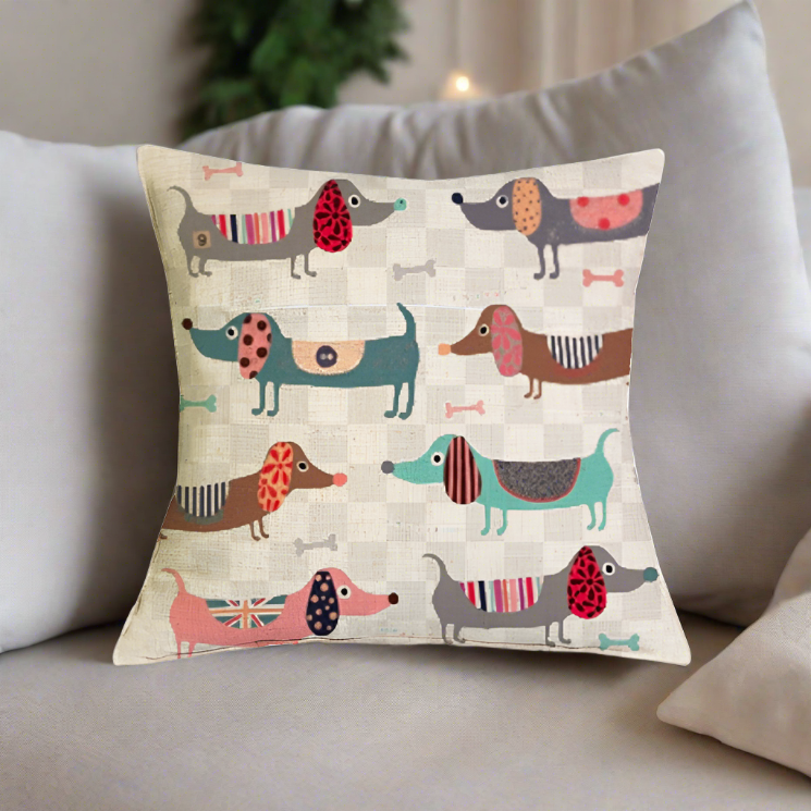 Christmas Dachshund Dackel Wiener Dog Throw Pillow Cover