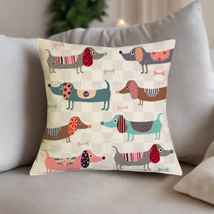 Christmas Dachshund Dackel Wiener Dog Throw Pillow Cover