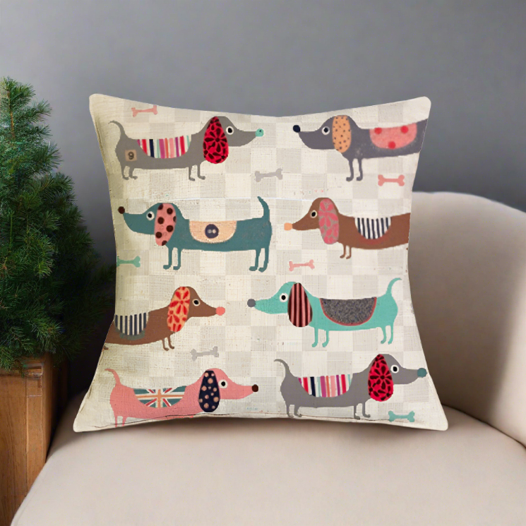 Christmas Dachshund Dackel Wiener Dog Throw Pillow Cover