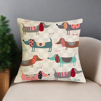 Christmas Dachshund Dackel Wiener Dog Throw Pillow Cover