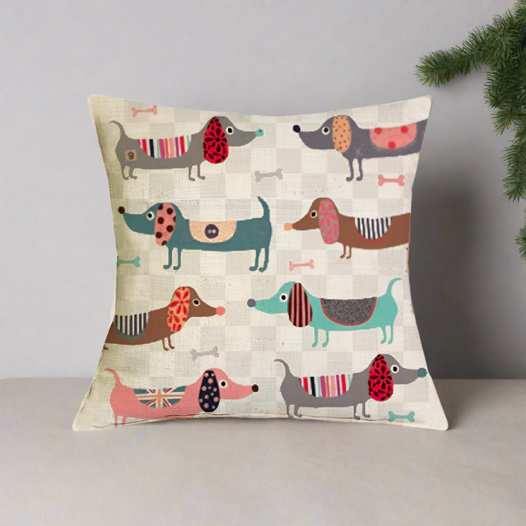 Christmas Dachshund Dackel Wiener Dog Throw Pillow Cover