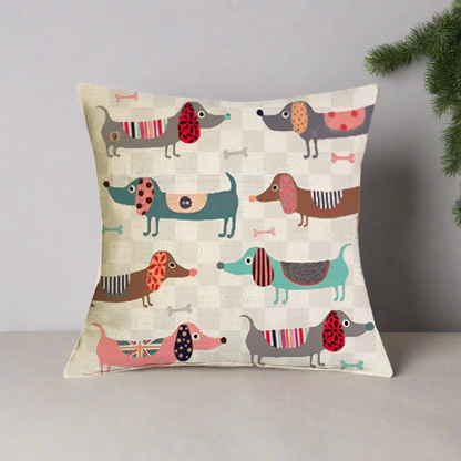 Christmas Dachshund Dackel Wiener Dog Throw Pillow Cover