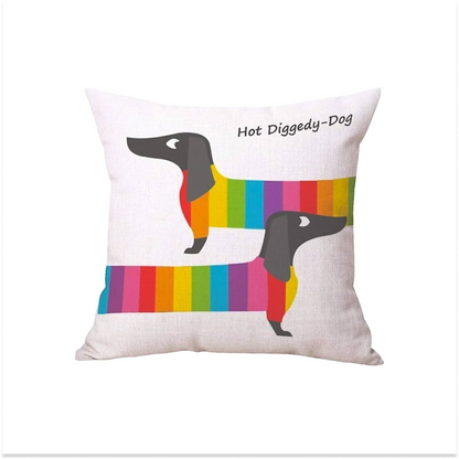 Dachshund Dog Rainbow Pillow Cover