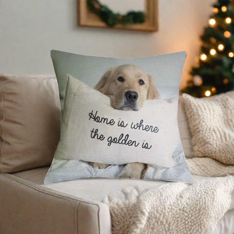 Home is Where Golden is Golden Retriever Throw Pillow Cover Eryn Home