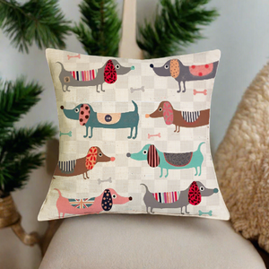 Christmas Dachshund Wiener Dog Pillow Cover