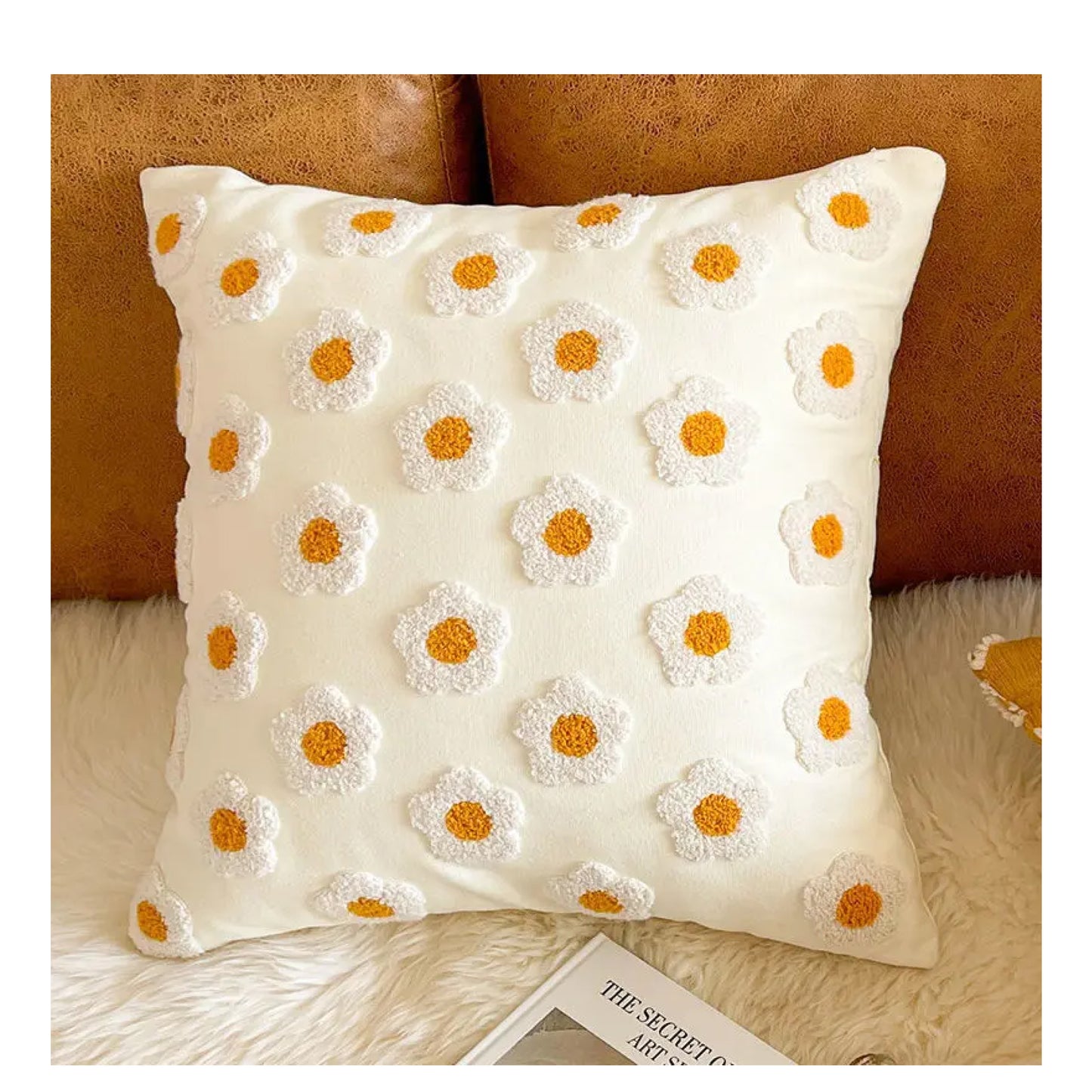 Embroidery Wild Flower Throw Pillow Covers