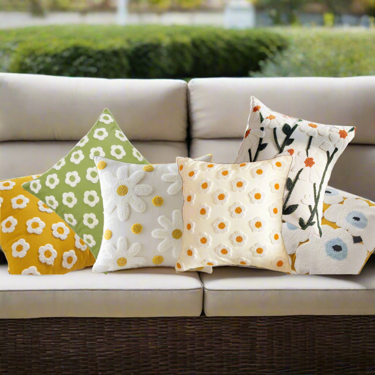 Embroidery Wild Flower Throw Pillow Covers