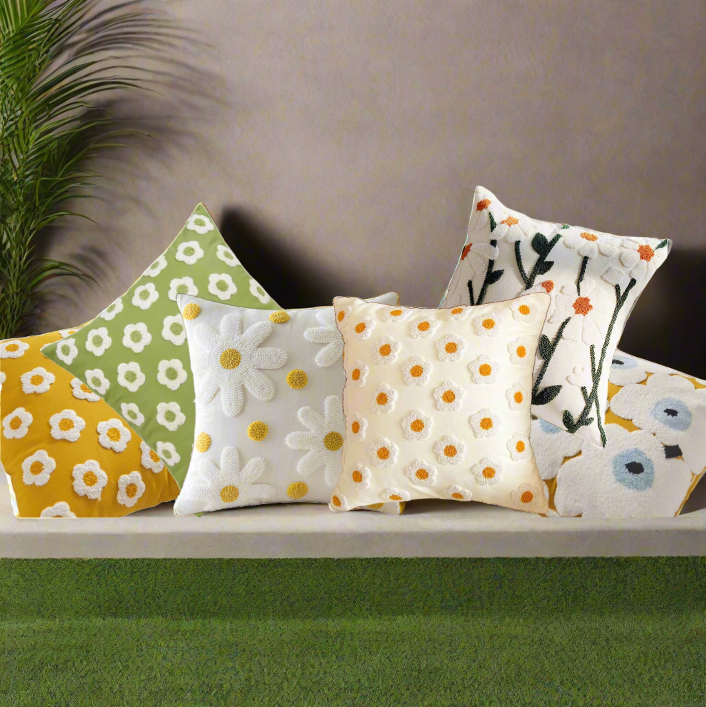 Embroidery Wild Flower Throw Pillow Covers