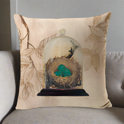 Bird Nest Vintage Throw Pillow Cover | Pillowcase