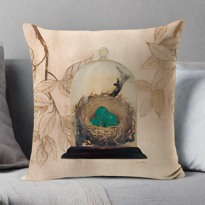 Bird Nest Vintage Throw Pillow Cover | Pillowcase