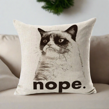 Grumpy Cat Nope Pillow Cover
