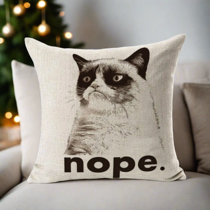 Grumpy Cat Nope Pillow Cover