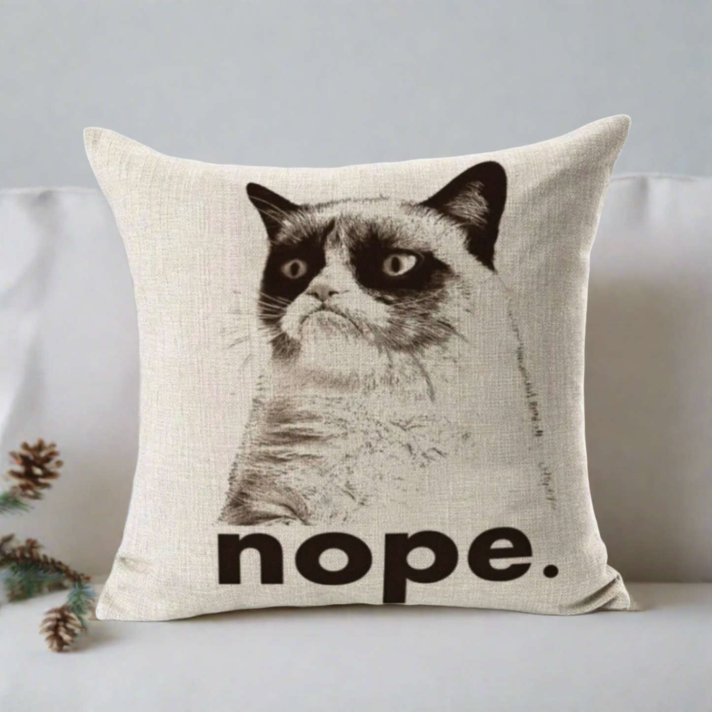 Grumpy Cat Nope Pillow Cover