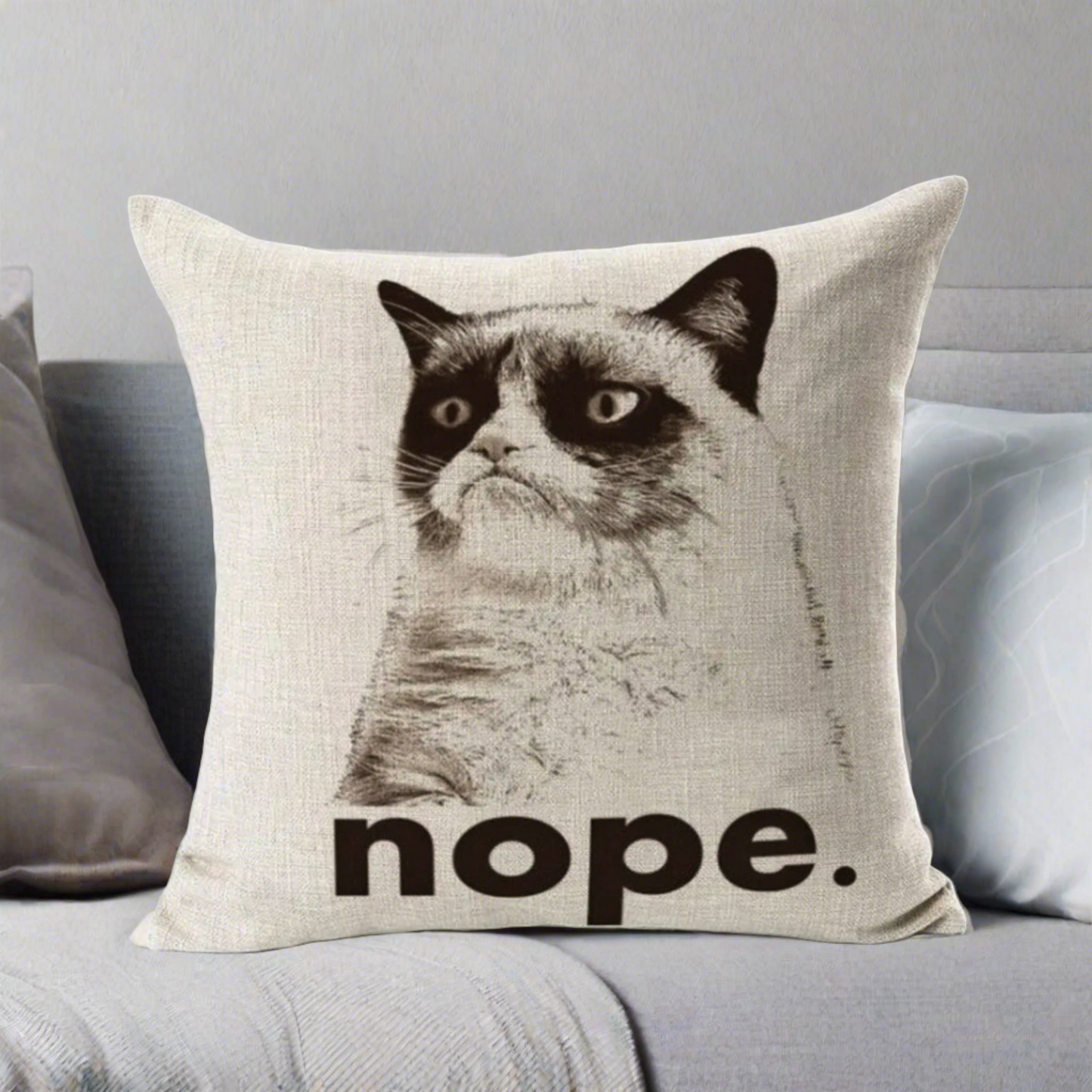 Grumpy Cat Nope Pillow Cover