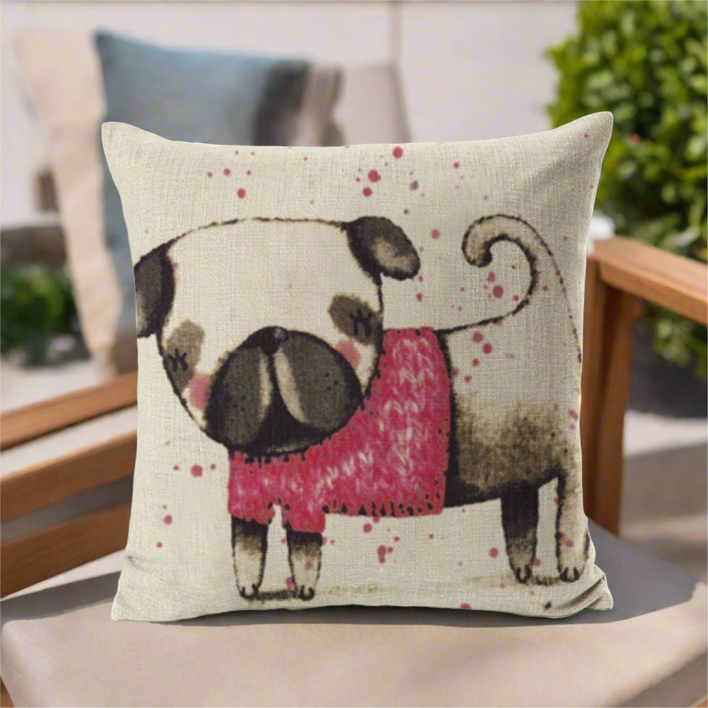 Pug Cartoon Throw Pillow Cover