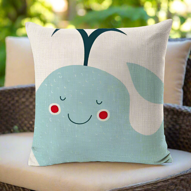 Kids Cartoon Whale Cushion Cover Ocean Sea Animal Throw Pillow Cover