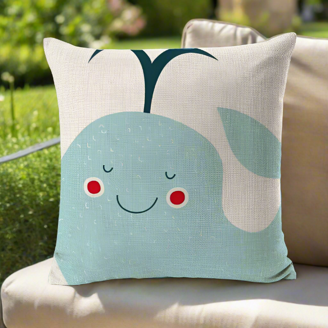 Kids Cartoon Whale Cushion Cover Ocean Sea Animal Throw Pillow Cover