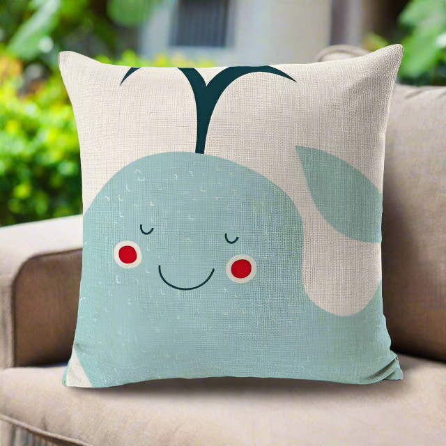 Kids Cartoon Whale Cushion Cover Ocean Sea Animal Throw Pillow Cover