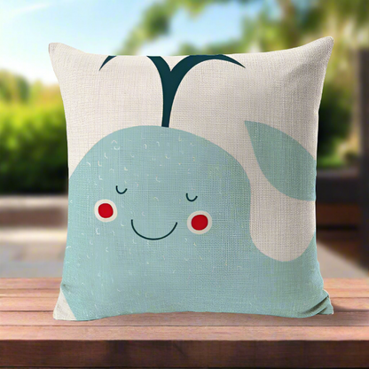 Kids Cartoon Whale Cushion Cover Ocean Sea Animal Throw Pillow Cover