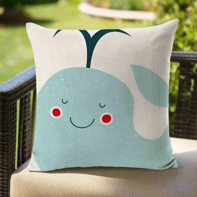 Kids Cartoon Whale Cushion Cover Ocean Sea Animal Throw Pillow Cover