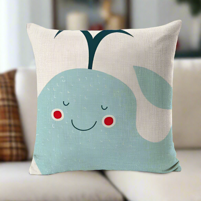 Kids Cartoon Whale Cushion Cover Ocean Sea Animal Throw Pillow Cover